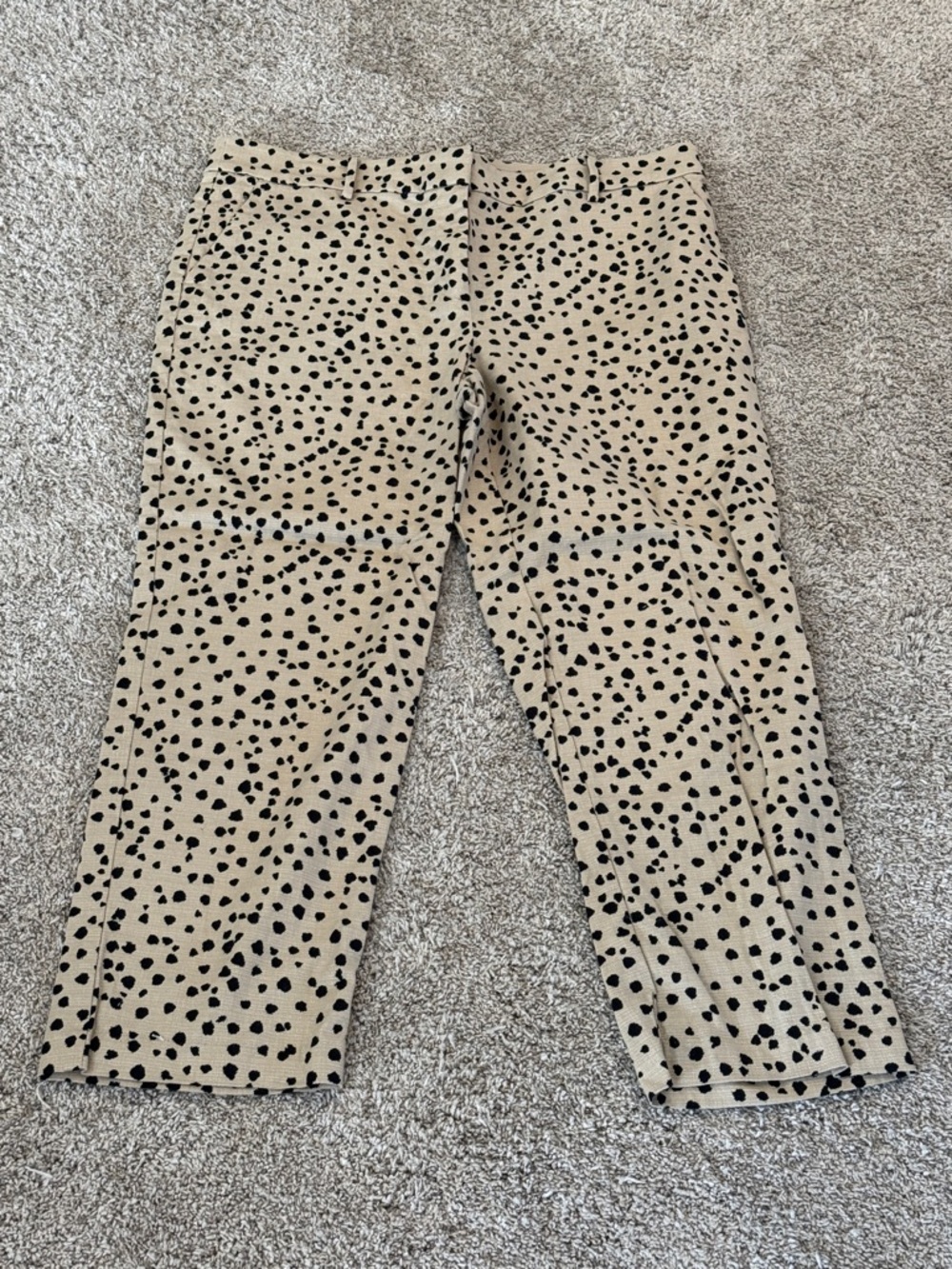 LOFT Beige and Black Spotted Straight Leg Pants